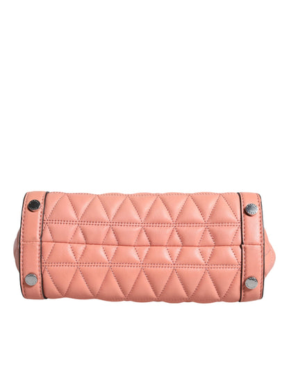 Michael Kors Peach Quilted Leather Logo Crossbody VIVIANNE Messenger Bag