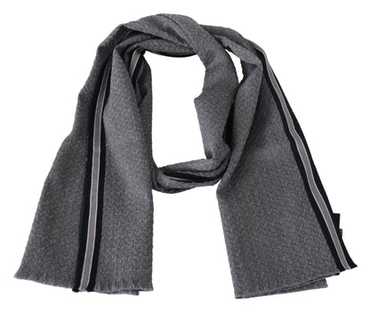 Missoni Elegant Gray Wool Scarf with Signature Stripes