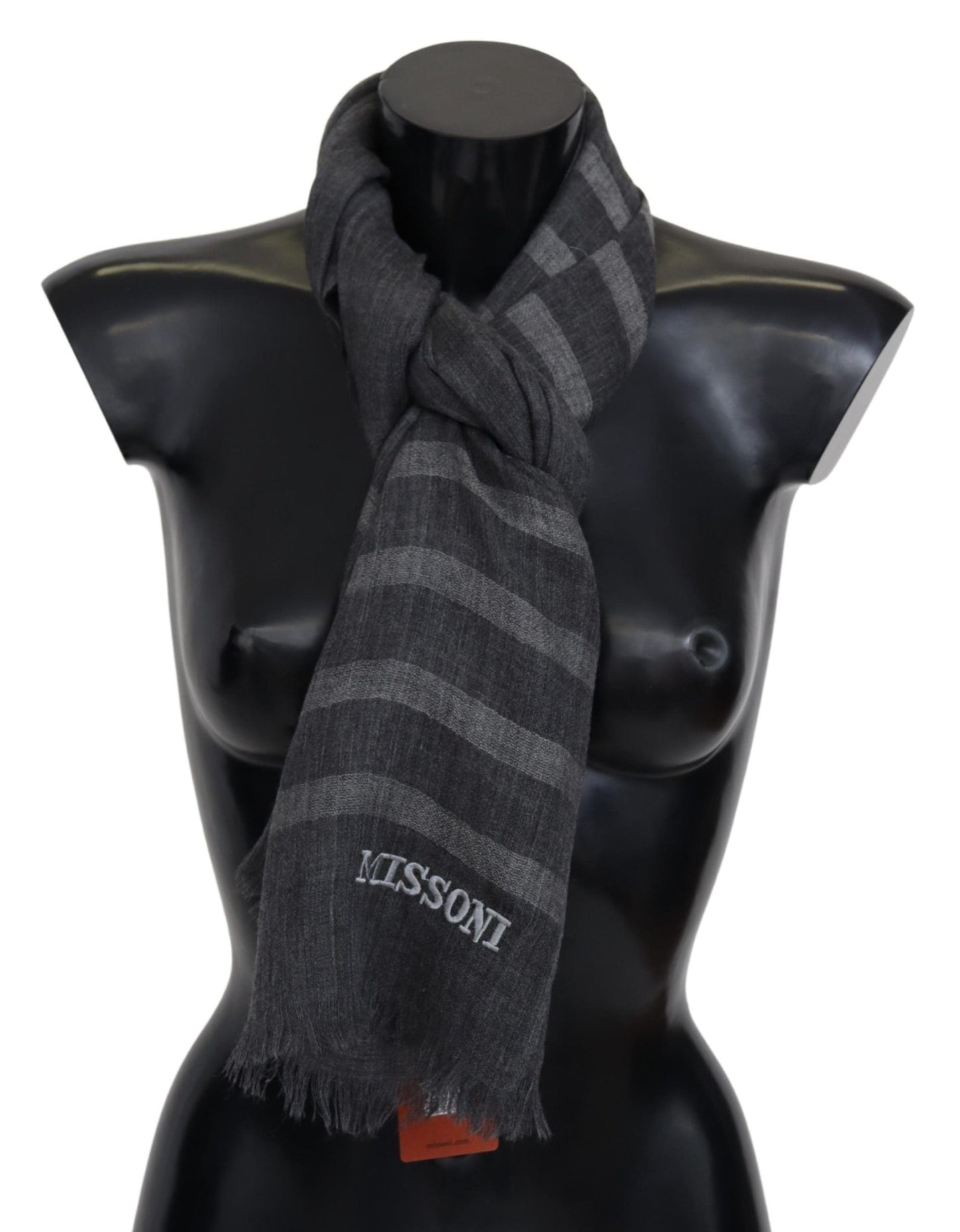 Missoni Elegant Unisex Wool Scarf with Logo Embroidery