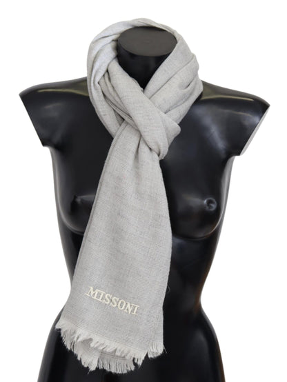 Missoni Elegant Wool Scarf with Signature Embroidery