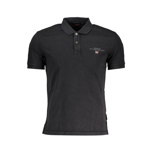 Napapijri Black Cotton Men Polo Shirt - M