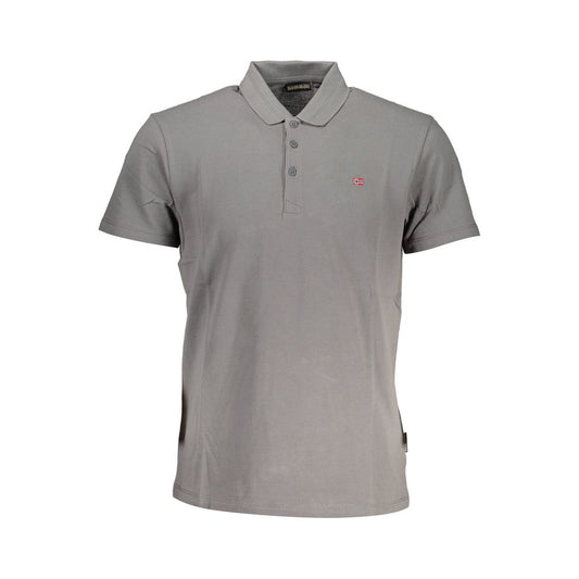 Napapijri Gray Cotton Men Polo Shirt