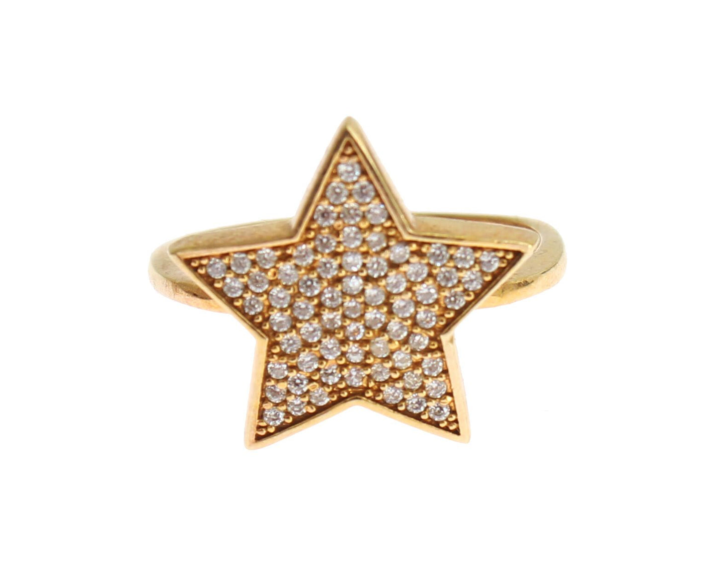 Nialaya Elegant Gold-Plated Sterling Silver Ring with CZ Crystals - EU54 | US7