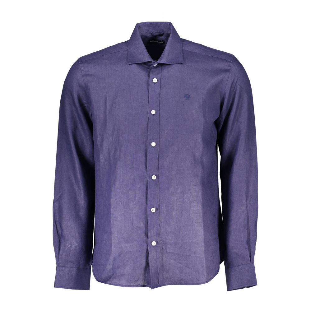 North Sails Blue Linen Men Shirt