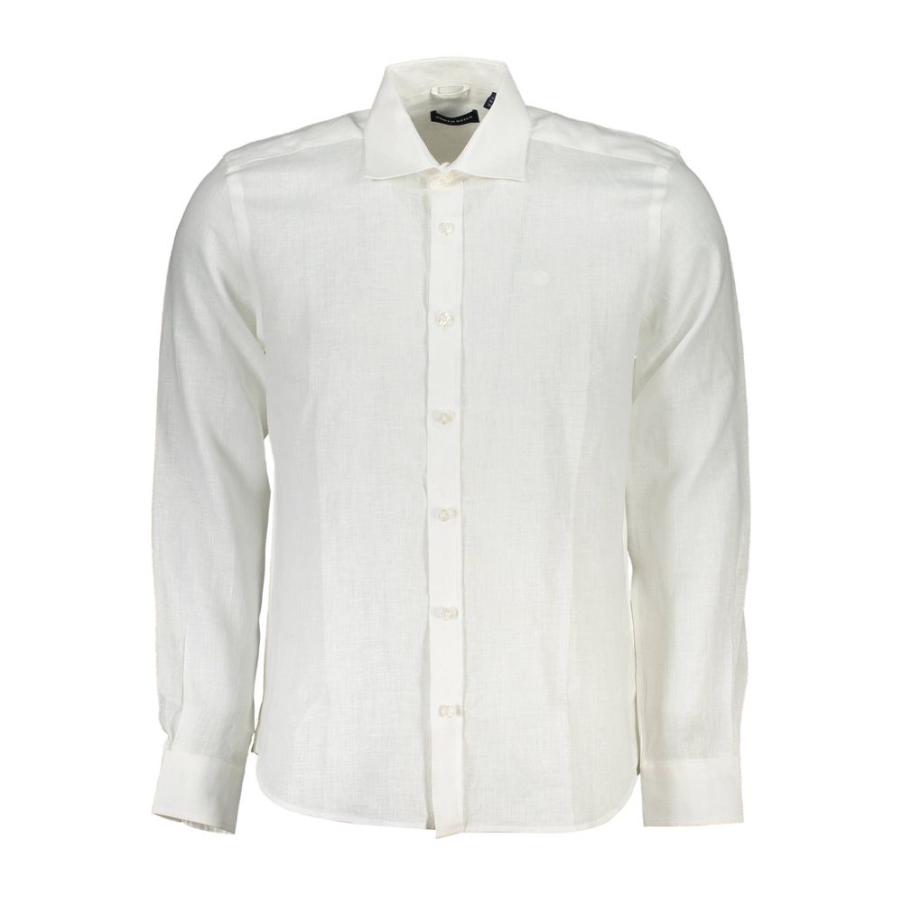 North Sails Elegant White Linen Long-Sleeved Shirt - L