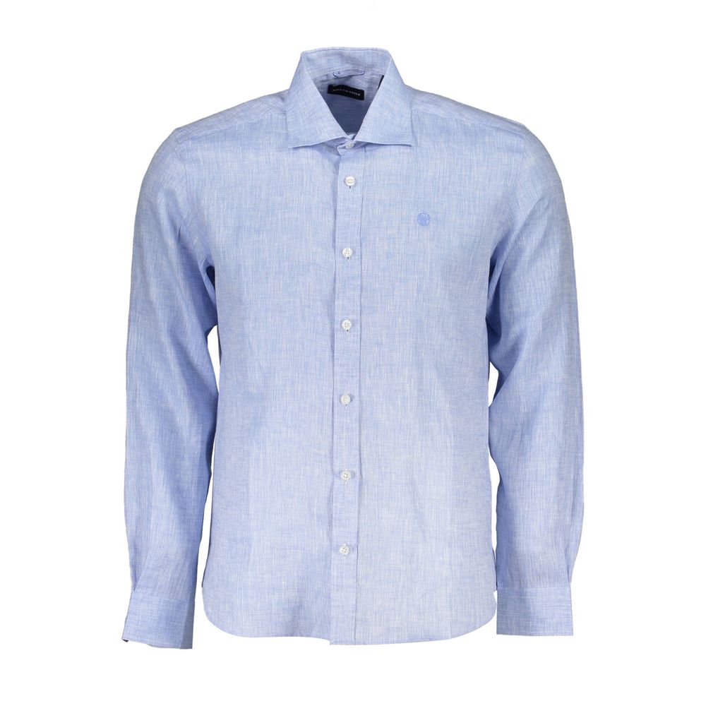 North Sails Light Blue Linen Men Shirt - M