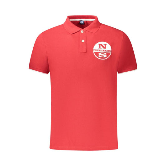 North Sails Red Cotton Men Polo Shirt - S