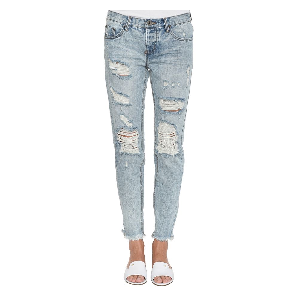 One Teaspoon Light Blue Cotton Women High-Waist Jean