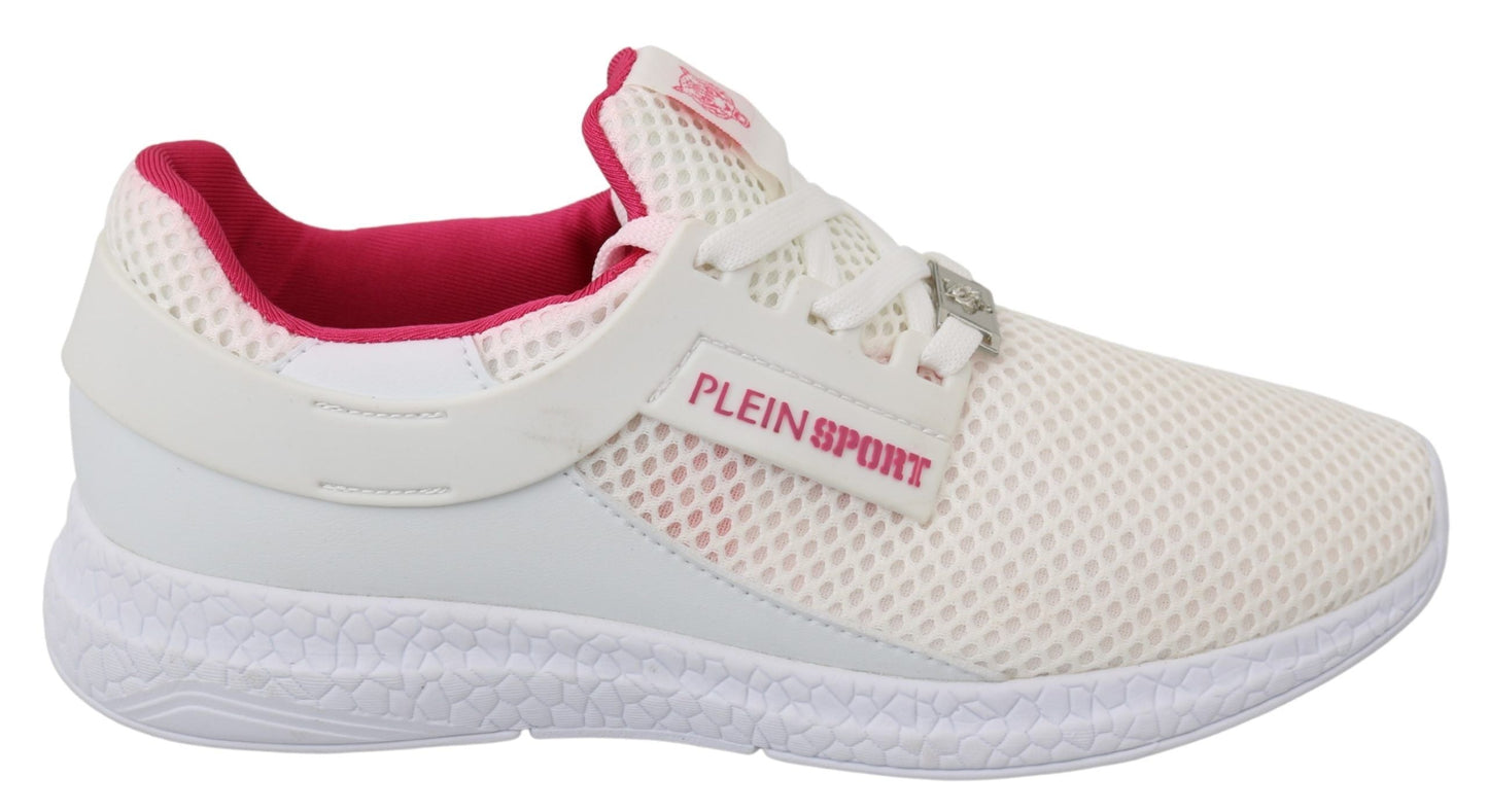 Philipp Plein Chic White Becky Sneakers with Pink Accents - EU37/US6.5