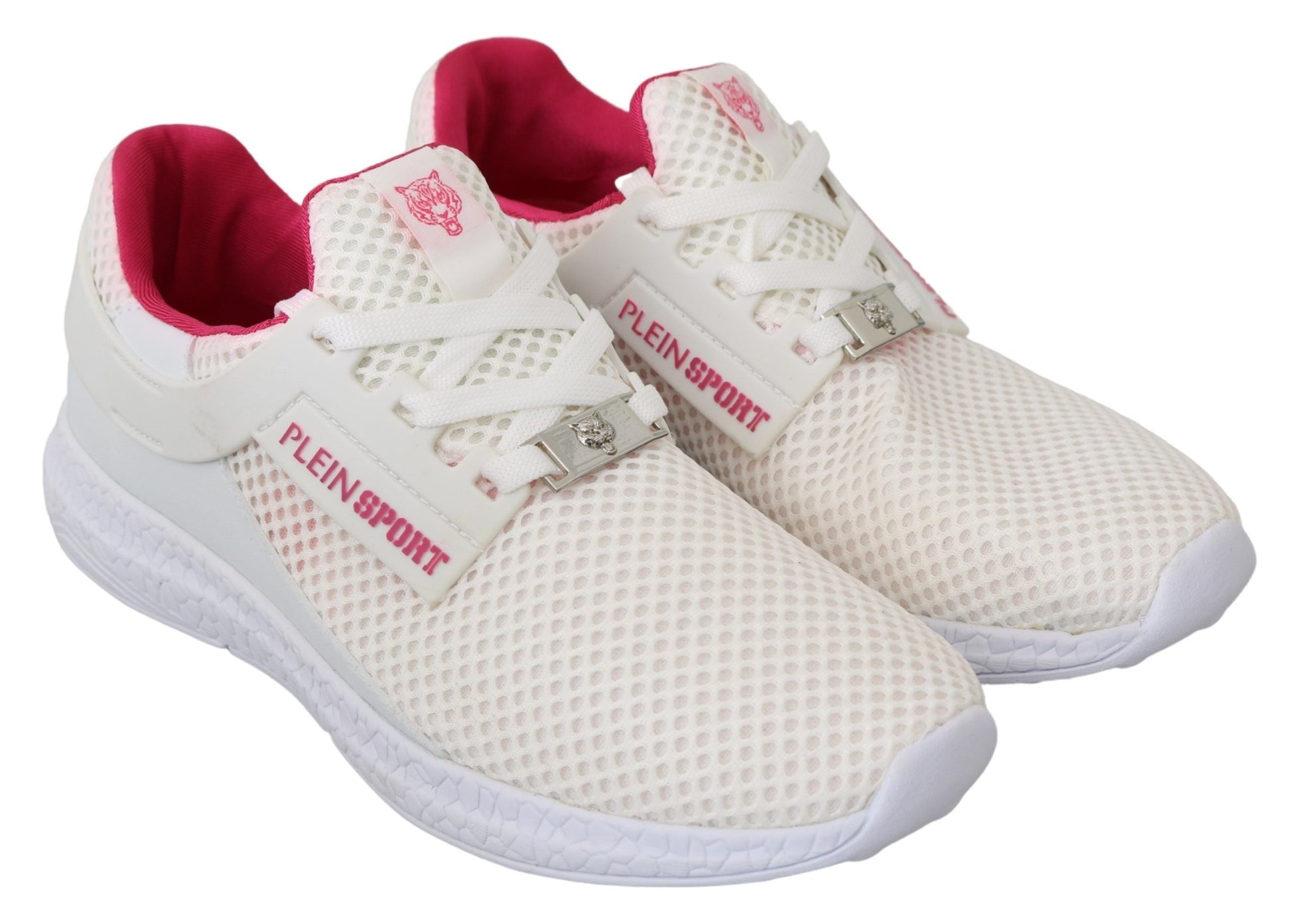 Philipp Plein Chic White Becky Sneakers with Pink Accents - EU37/US6.5