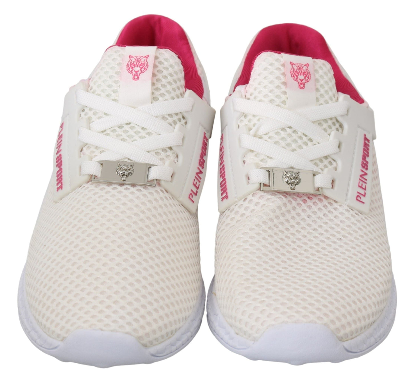 Philipp Plein Chic White Becky Sneakers with Pink Accents - EU37/US6.5