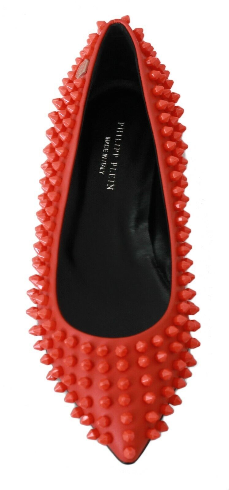 Philipp Plein Vibrant Orange Pointed Leather Flats - EU35/US4.5