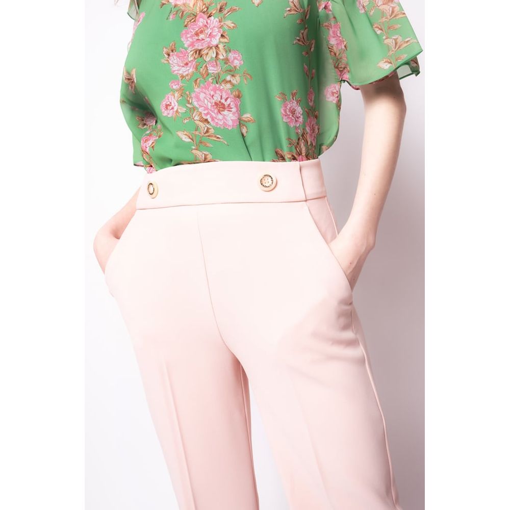 PINKO Pink Polyester Women Pants with Gold Detail