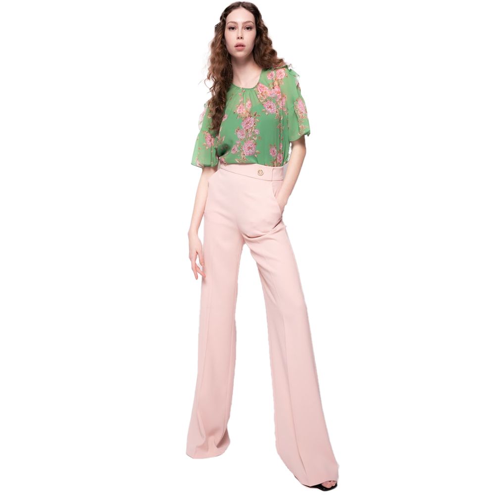 PINKO Pink Polyester Women Pants with Gold Detail