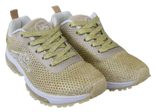 Plein Sport Exquisite Gold Polyester Sport Sneakers - EU40/US10