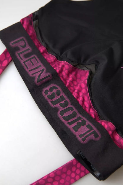 Plein Sport Sleek Black Sports Bra with Fuchsia Accent - IT44 | L