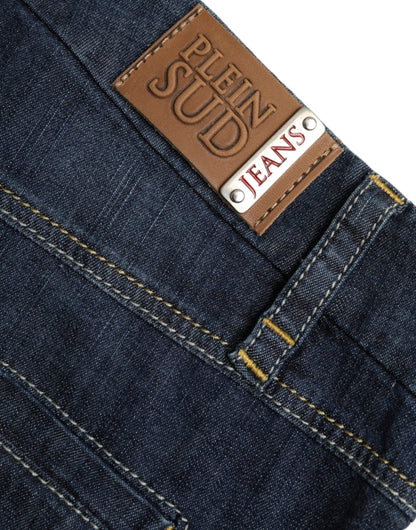 PLEIN SUD Dark Blue Cotton Bootcut Denim Jeans - IT46|XL