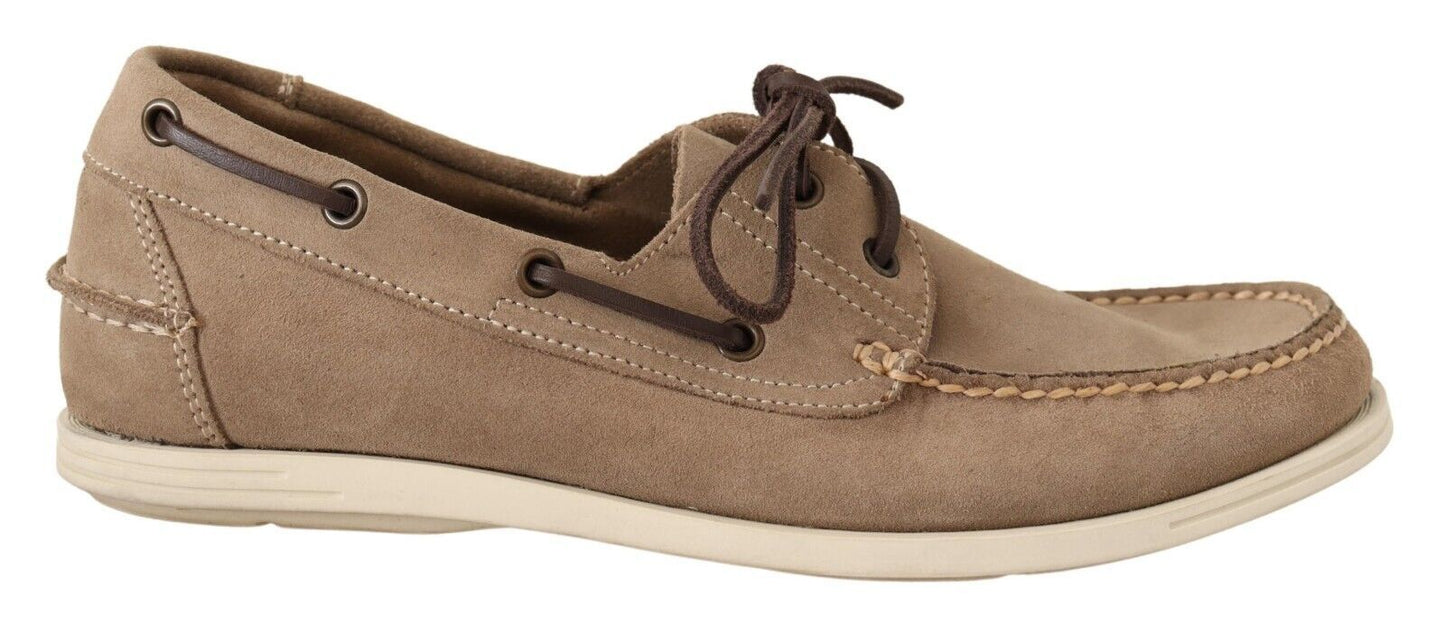 Pollini Elegant Beige Suede Moccasins for the Discerning Gentleman - EU39/US6