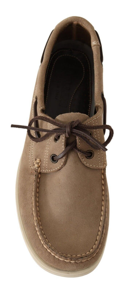 Pollini Elegant Beige Suede Moccasins for the Discerning Gentleman - EU39/US6