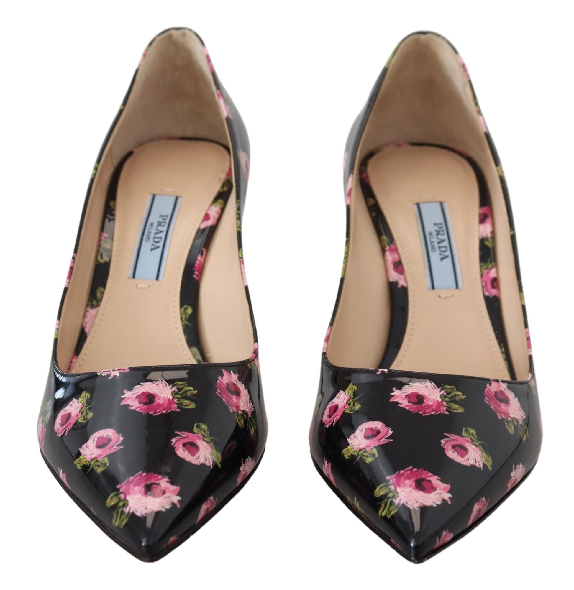 Prada Elegant Floral Print Leather Pumps - EU39.5/US9