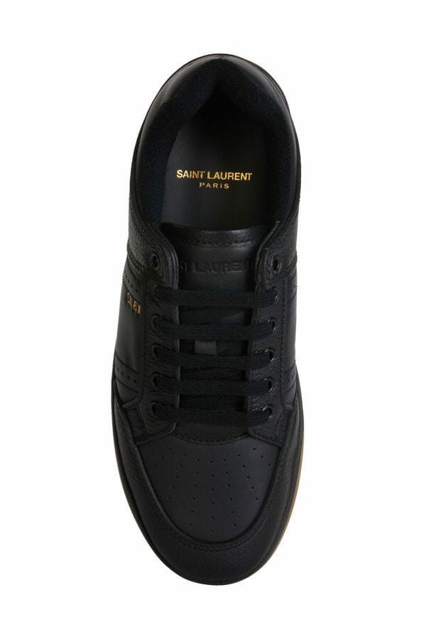 Saint Laurent Elegant Black Low-Top Leather Sneakers - EU41/US8