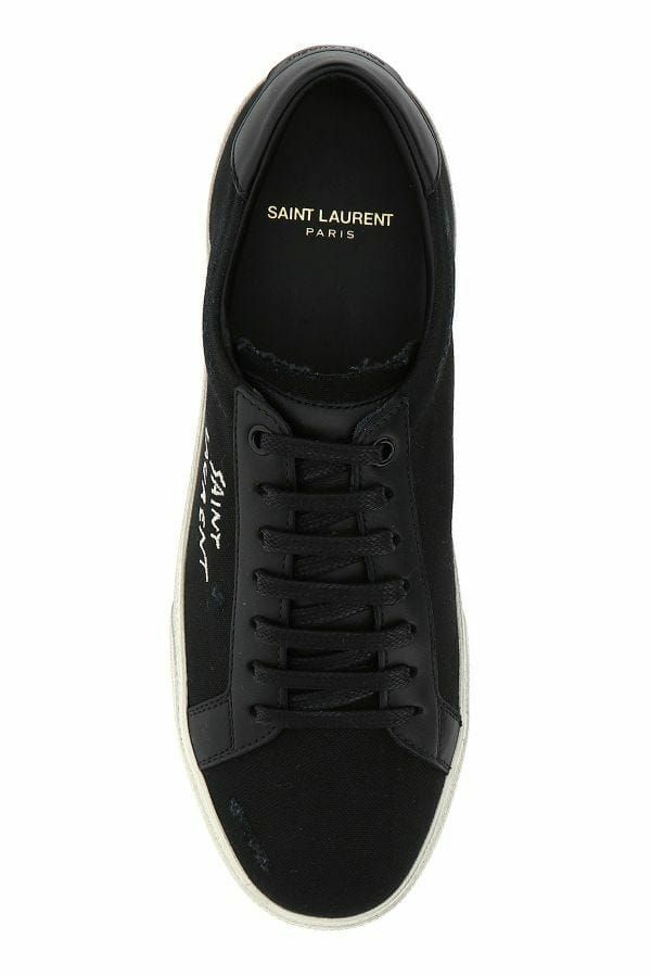 Saint Laurent Sleek Black Canvas & Leather Low-Top Sneakers - EU39/US6