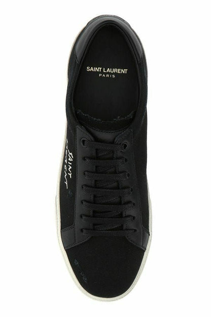 Saint Laurent Sleek Black Canvas & Leather Low-Top Sneakers - EU39/US6