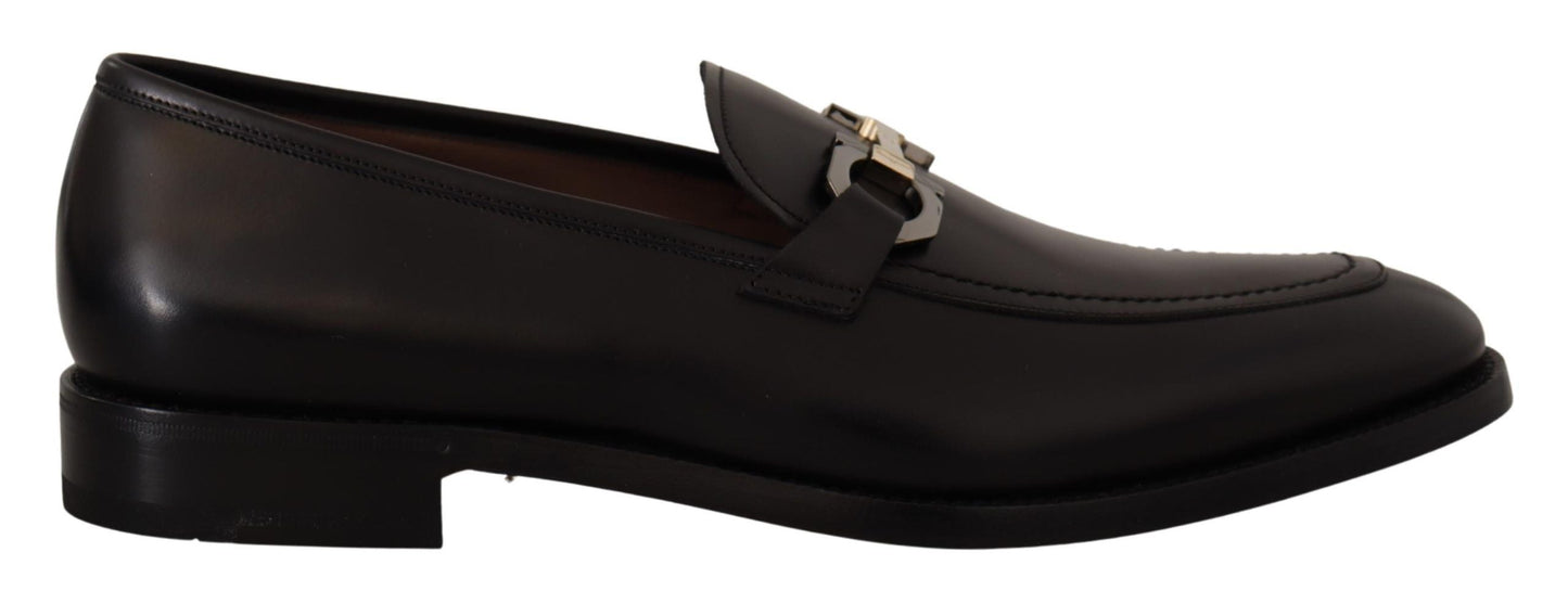 Salvatore Ferragamo Suave Black Leather Gancio Bit Loafers