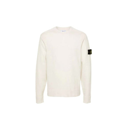 Stone Island White Wool Men’s Sweater - M