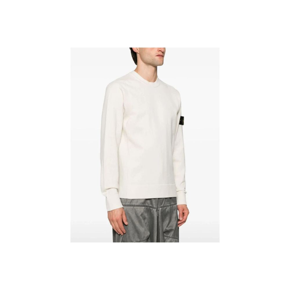 Stone Island White Wool Men’s Sweater - M