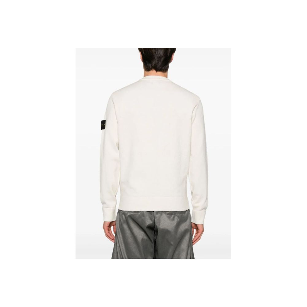 Stone Island White Wool Men’s Sweater - M