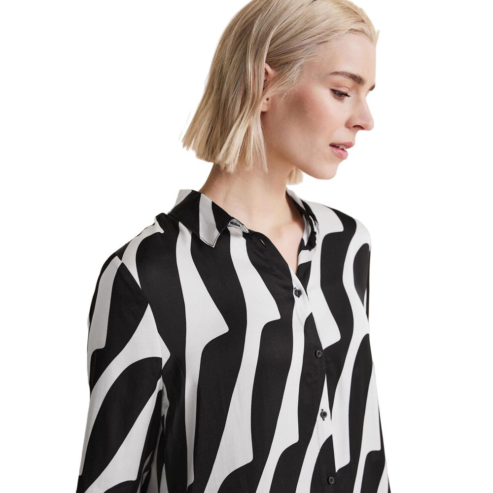 Street One Black And White Viscose Shirt - IT38|XS