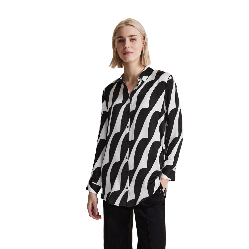 Street One Black And White Viscose Shirt - IT38|XS