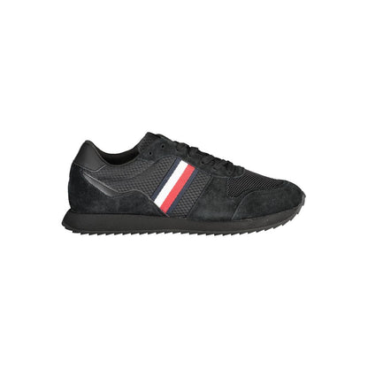 Tommy Hilfiger Black Leather Men Sneaker - EU40/US7