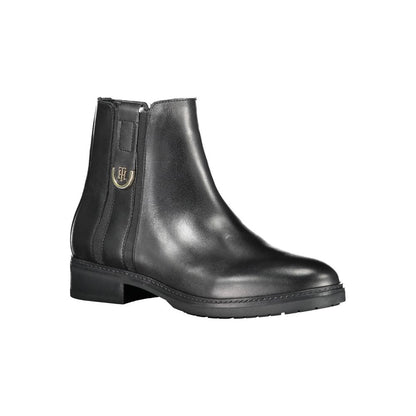 Tommy Hilfiger Black Leather Women Boot - EU36/US6