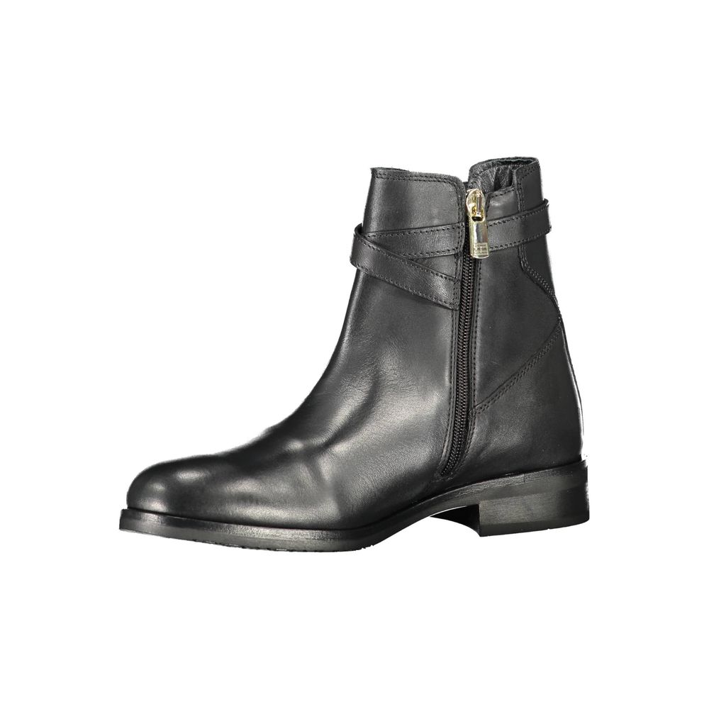 Tommy Hilfiger Black Leather Women Boot - EU36/US6