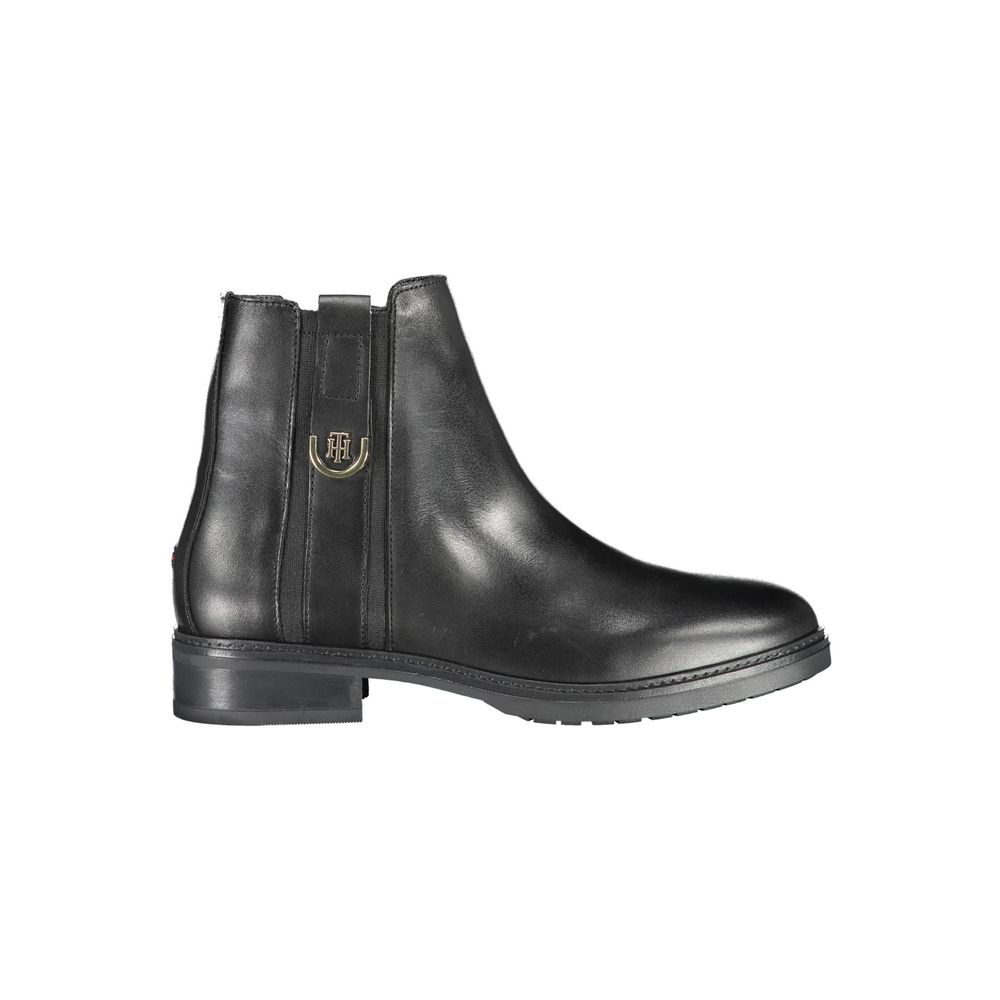 Tommy Hilfiger Black Leather Women Boot - EU36/US6