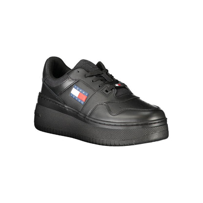 Tommy Hilfiger Black Leather Women Sneaker - EU39/US9