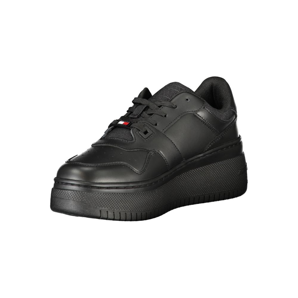 Tommy Hilfiger Black Leather Women Sneaker - EU39/US9