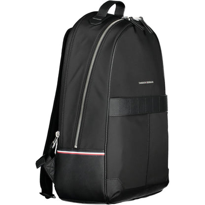 Tommy Hilfiger Black Polyester Men Backpack