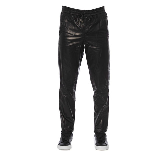 Trussardi Black Leather Men’s Trouser