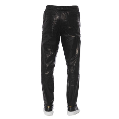 Trussardi Sleek Black Leather Trousers for Men - IT50 | L