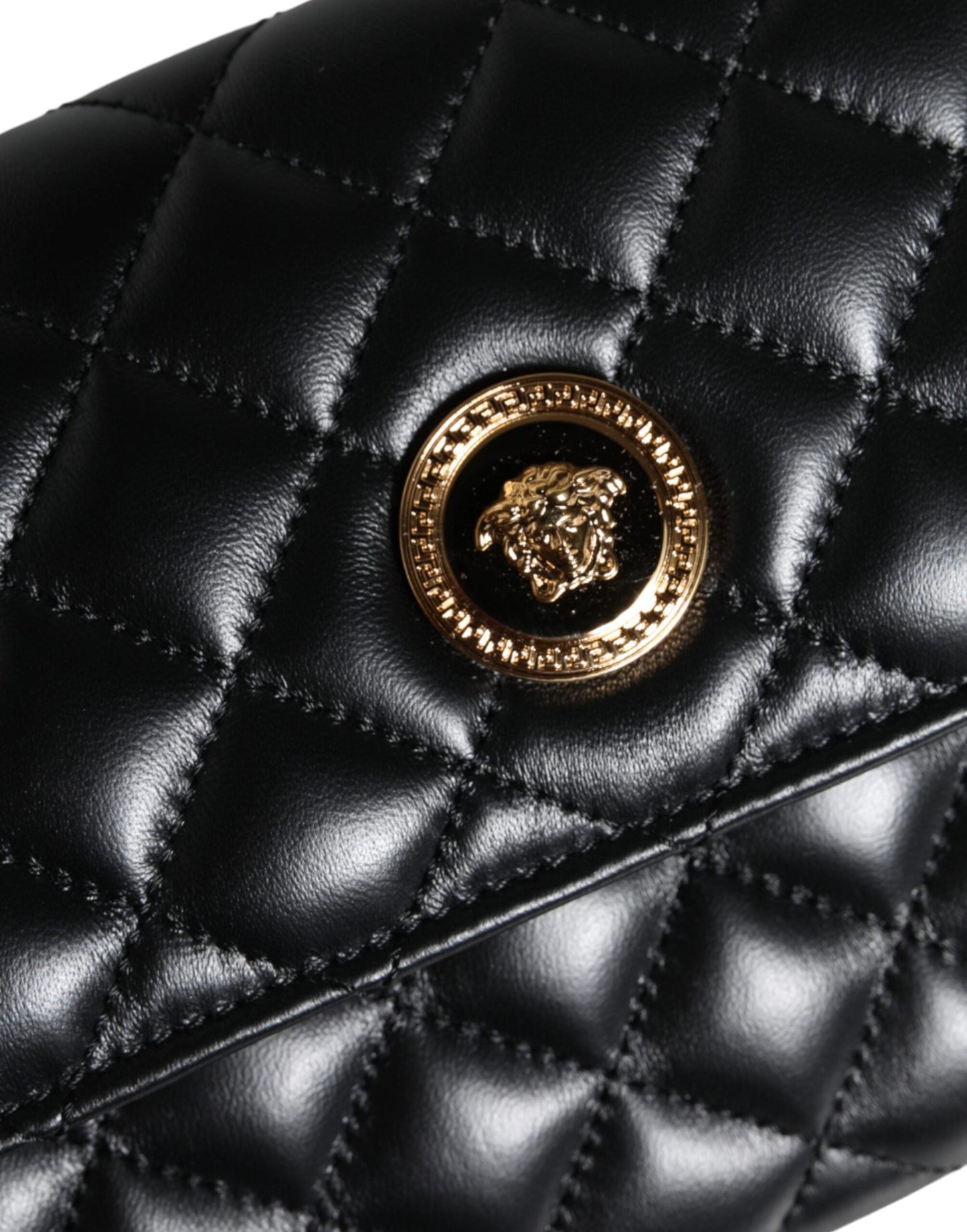 Versace Black Quilted Nappa Leather Crossbody Shoulder Bag