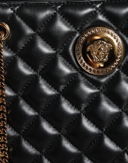 Versace Black Quilted Nappa Leather Shoulder Chain Strap Bag