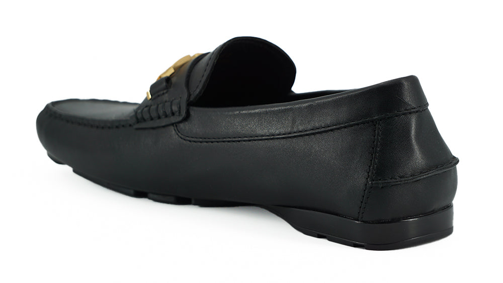 Versace Elegant Black Calf Leather Men’s Loafers - EU39/US6