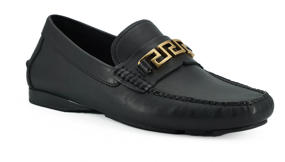 Versace Elegant Black Calf Leather Men’s Loafers - EU39/US6