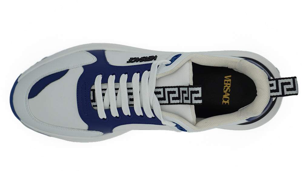 Versace Elegant Blue and White Leather Sneakers - EU44/US11