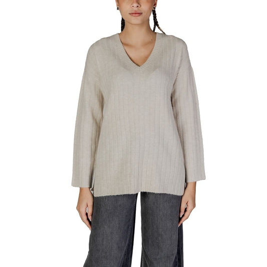 Vila Clothes Beige Acrylic Sweater - IT44|L