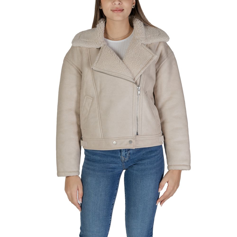 Vila Clothes Beige Leather Leather Jackets & Coat - IT38|XS