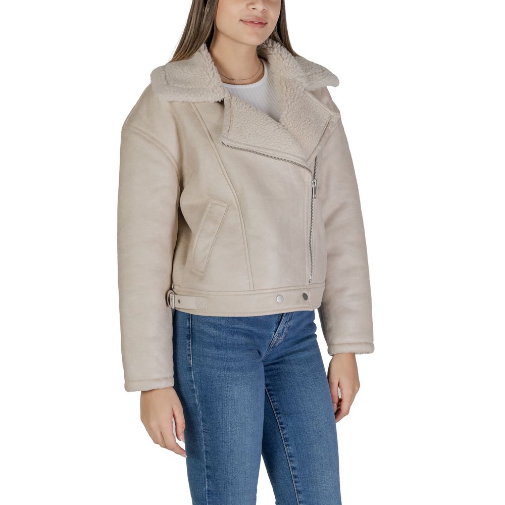 Vila Clothes Beige Leather Leather Jackets & Coat - IT38|XS